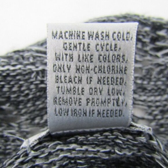 Chicos Gray Heather Cardigan Sweater Womens Size M 1 Sharkbite Hem Open Weave - Picture 9 of 11